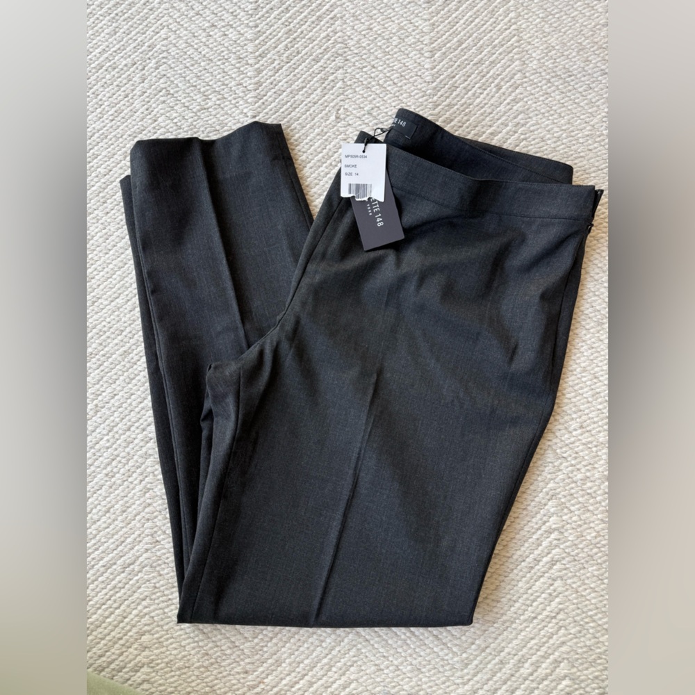Lafayette 148 New York Gray Wool Blend Straight Leg Trousers sz 14